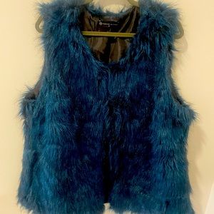 Blue Faux Fur Vest